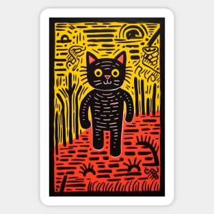 Riso-graphic Cat's Joyful Field Sticker